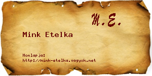 Mink Etelka névjegykártya